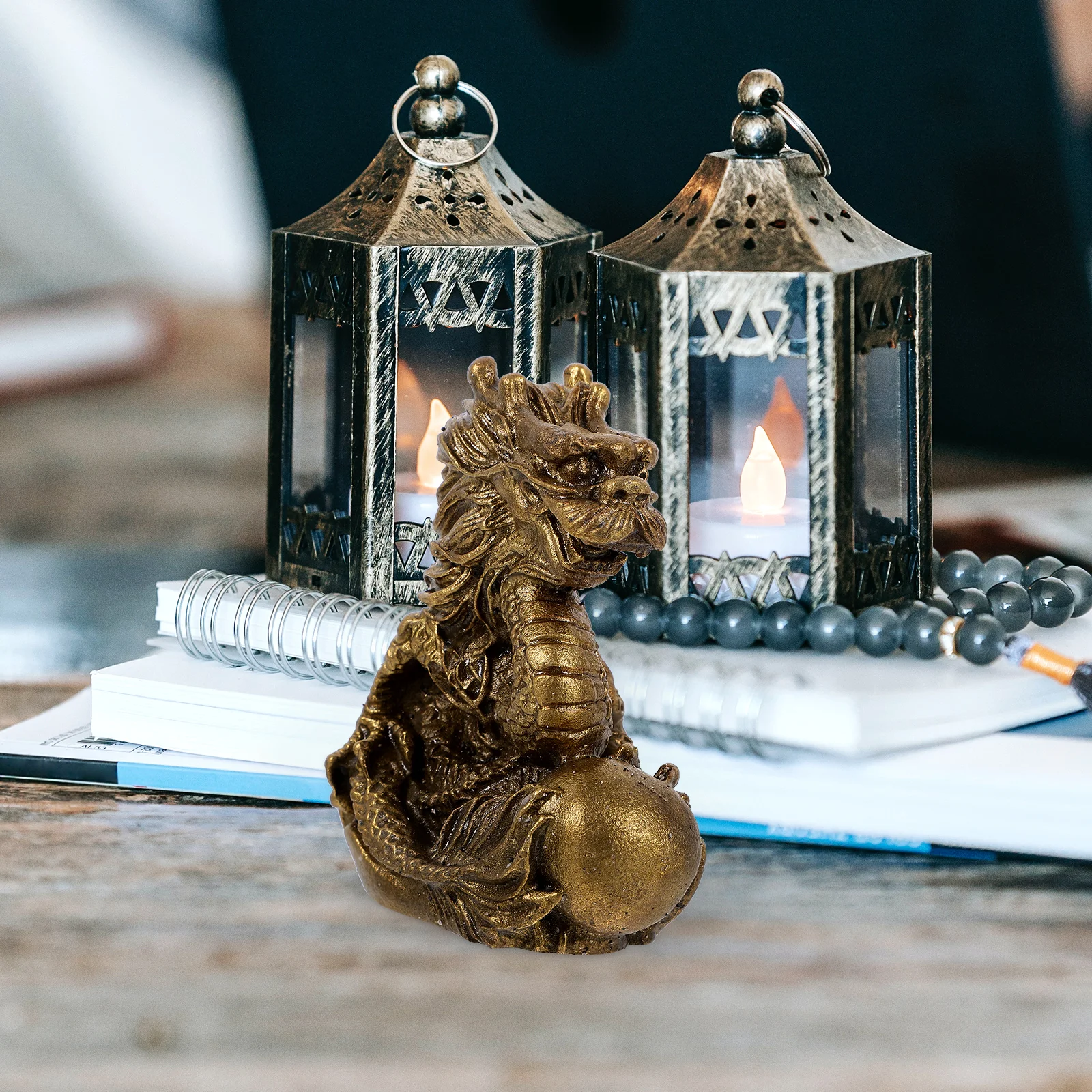 

Mini Chinese Copper Dragon Statue Desktop Decor Wealth Prosperity Ornament Exquisite Detail Craft Mini Zodiac Dragon