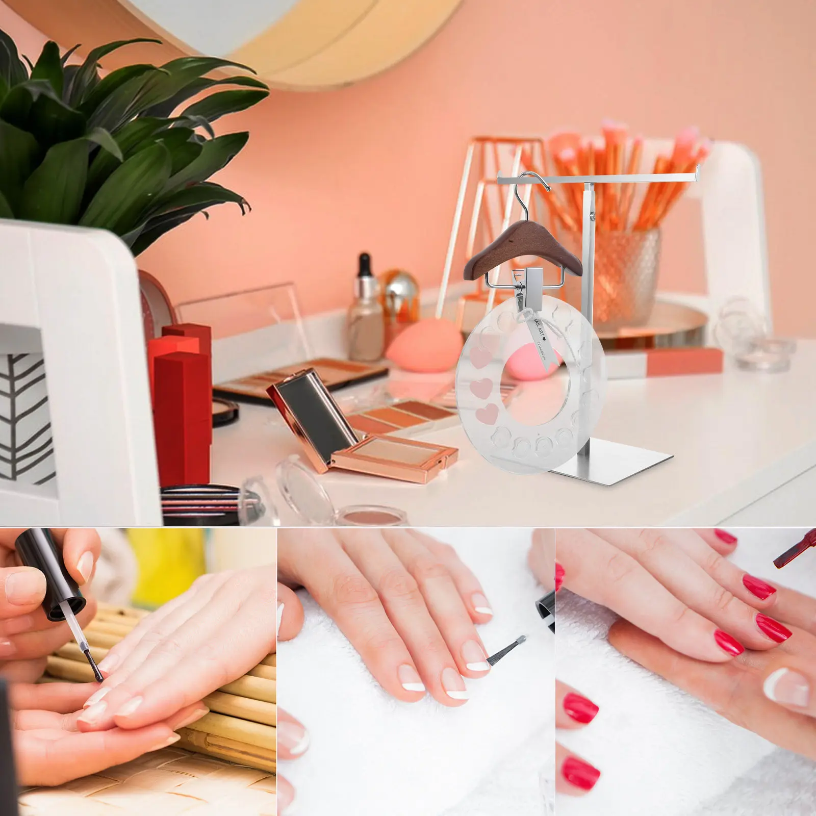 

1Set Round Acrylic Nail Display Board Transparent Manicure Sample Showcase Stand for Salon Nail Technicians Jewelry Display