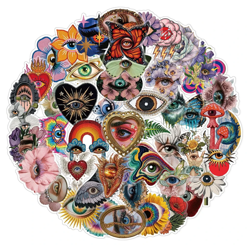 10/30/50pcs Transparent Gothic Mysterious Eyes Cartoon Stickers Cool Cartoon Graffiti Sticker DIY Notebook Guitar PET Decals Toy