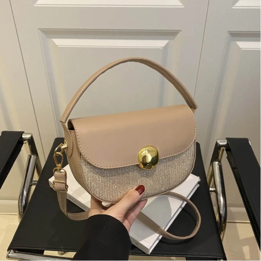 

Fashion Korean Style Sequin Crossbody Bag Luxury Pu Saddle Bag Half circle Adjustable Strap Women Shoulder Bag Ladies