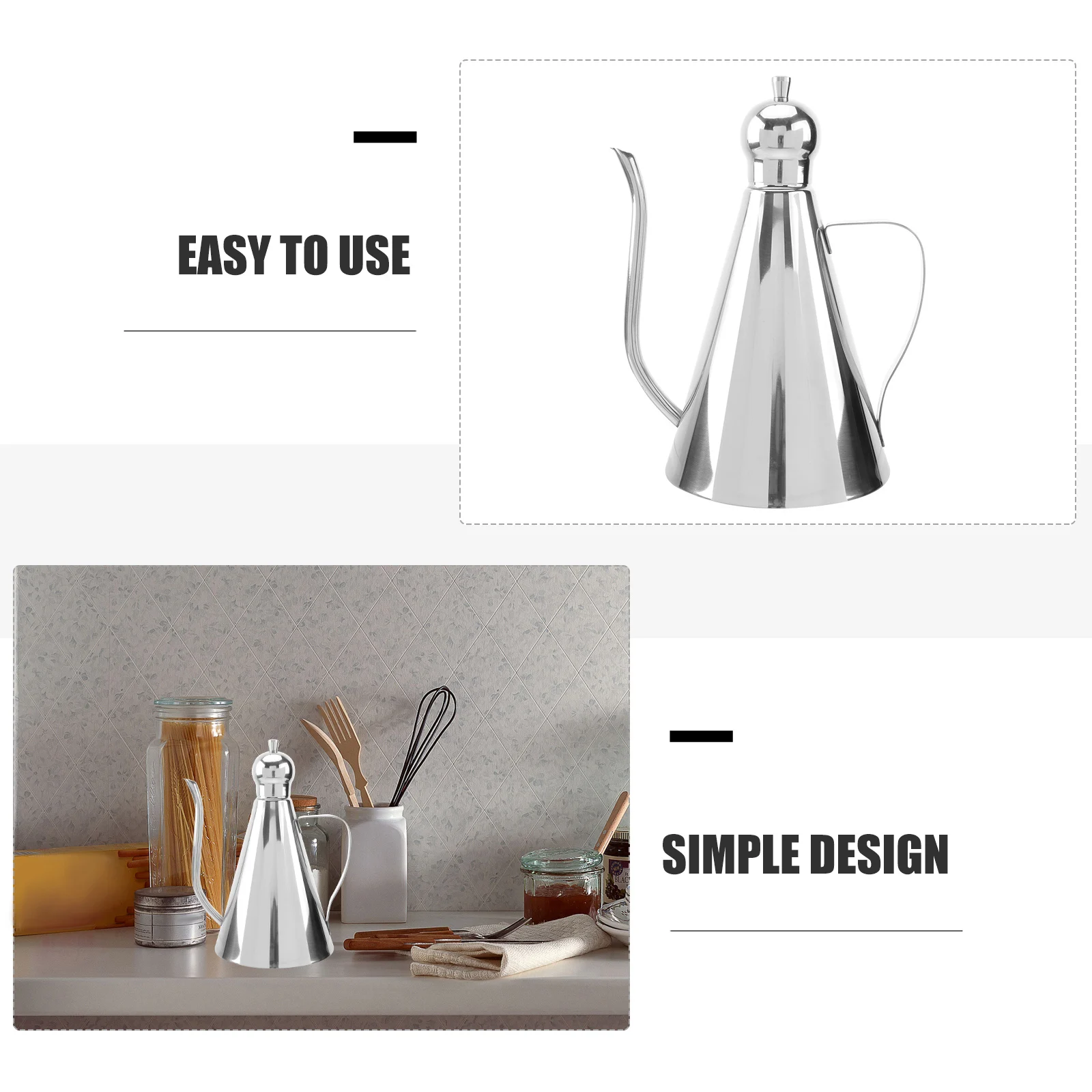 

0.27L 304 Stainless Steel Oil Dispenser Safe Anti-Drip Kitchen Gadget for Oil Vinegar Soy Sauce Vinegar Bottle