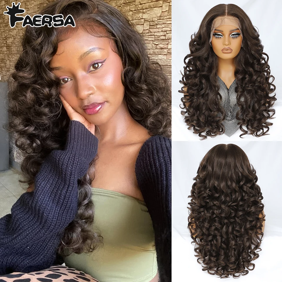

Latisha 24Inch HD Synthetic Lace Front Wigs Curly Pre Plucked Lace Frontal Wig with Bangs for Women Highlight with Babyhair