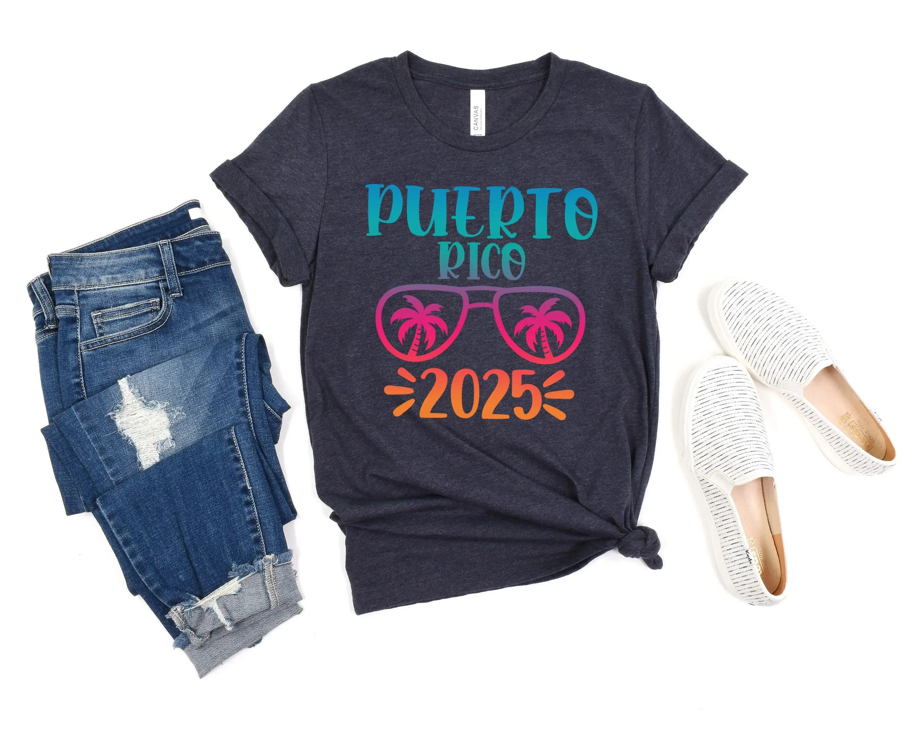 Пуэрто-Рико 2025 Дорожная футболка Сан-Жан отпуск Летний пляж Симпатичные солнцезащитные очки CoasT Пуэрто-Рико 2025 Дорожная футболка Сан-Жан отпуск Летний пляж Симпатичные солнцезащитные очки CoasT