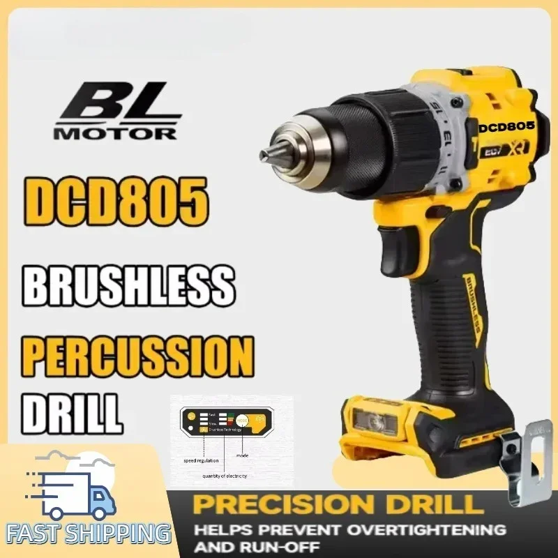 Compatible con DeWalt DCD805, taladro manual eléctrico sin escobillas, batería de litio recargable, taladro de impacto, taladro multifunción