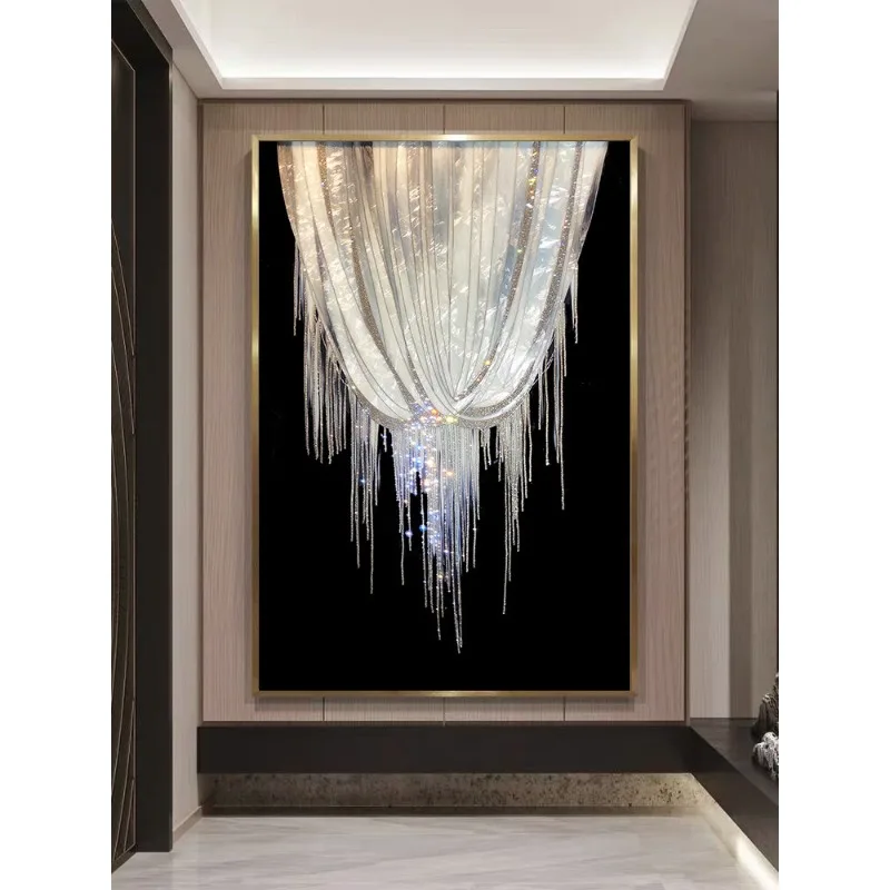 Hand-painted Enamel Wall Art Diamond Inlaid Modern Minimal Hanging Painting for Entryway Living Dining Bedroom