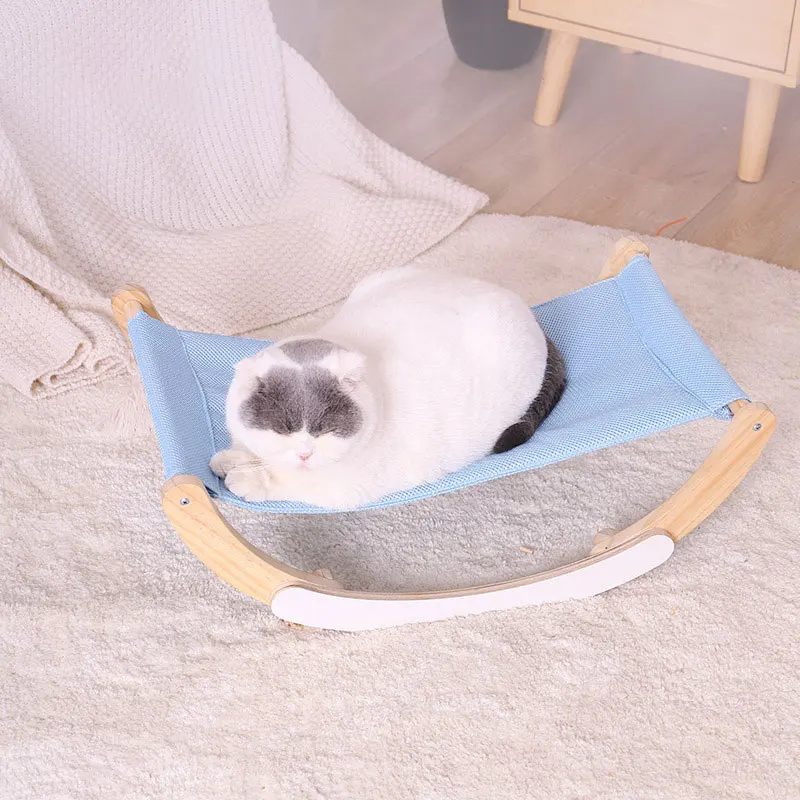 

Pet Cat Bed Wooden Swing Shaker Comfortable Cats Hammock Solid Wood Durable Strong Wooden Frame Bed Kitten Funny Rocking Chair