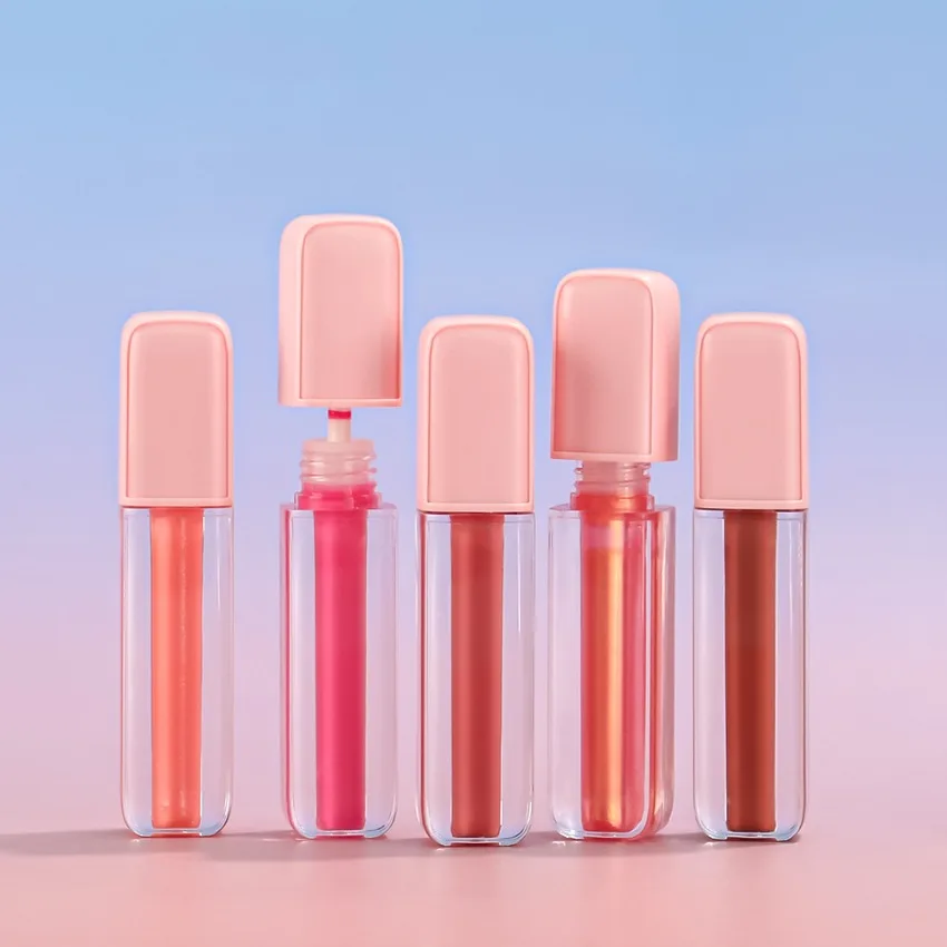 Lip Gloss Private Label Pigment Long Lasting durable Waterproof Non-stick Matte Glossy Custom Logo Makeup Cruelty Free Pink Lid