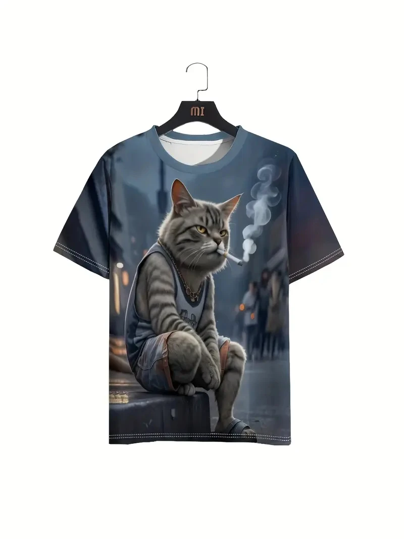 Männer Lustige Anime Katze Grafik T Shirt Kurzarm T-shirts 3D Druck Oansatz Hemd Mode Neue Design Sommer Casual Kleidung tops