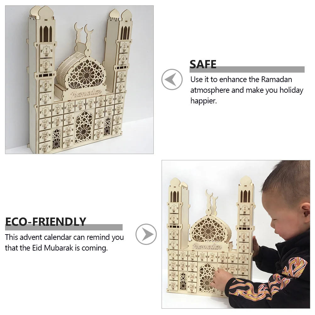 

Calendar Wooden Ornament Countdown Practical Drawer Desktop Meaningful Ramadan Khaki Exquisite Advent