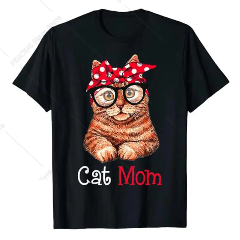 

Funny Cat Mom Kitty Lovers Mother's Day Mom Women Mothers Gift T-Shirt Cute Kitten Graphic Tee Tops Fashion Short Sleeve Outfit