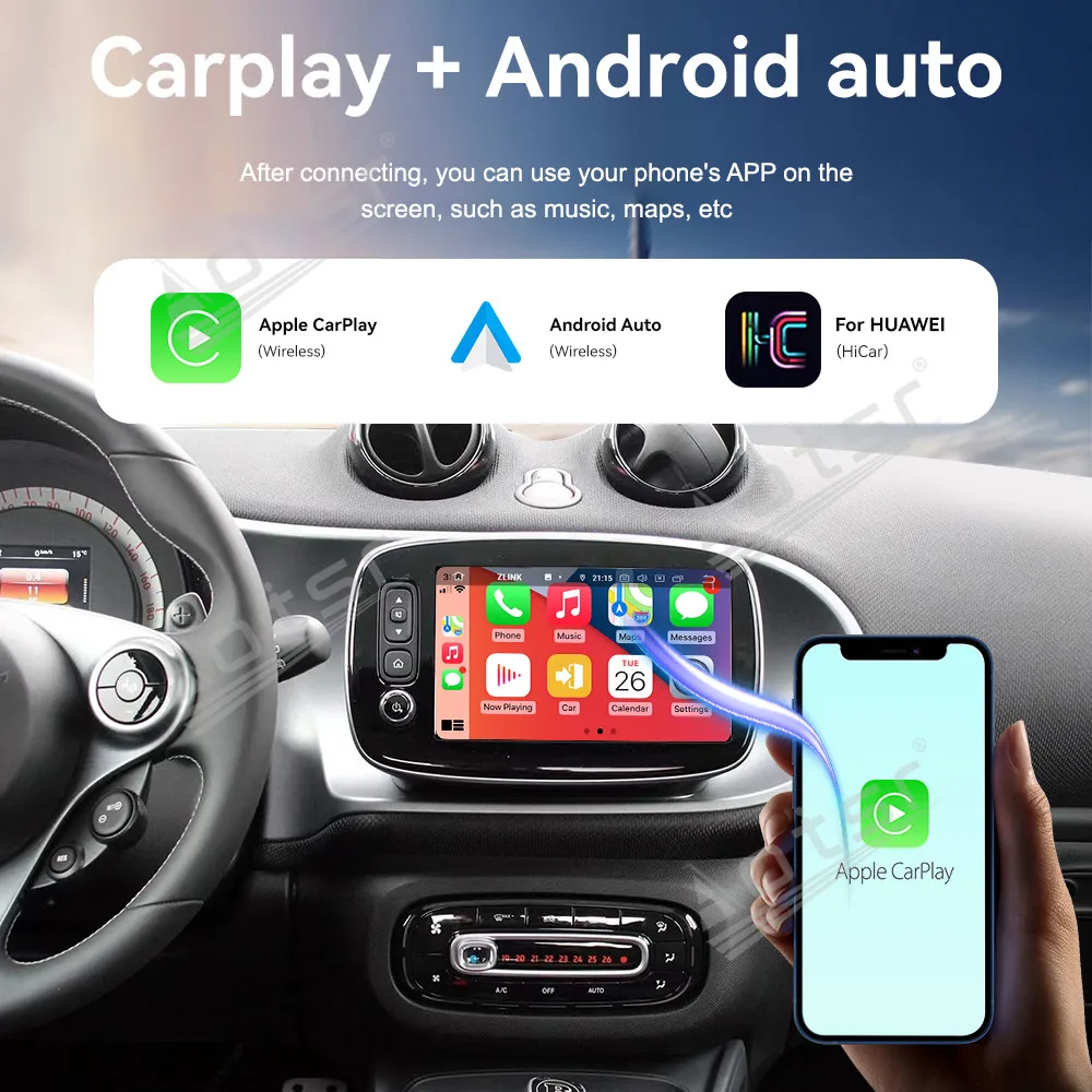 لسيارة مرسيدس بنز سمارت 2015-2018 8 بوصة نافي مع CarPlay أندرويد أوتو HD تعمل باللمس نظام الوسائط المتعددة مناسب للتكوينات العالية والمنخفضة