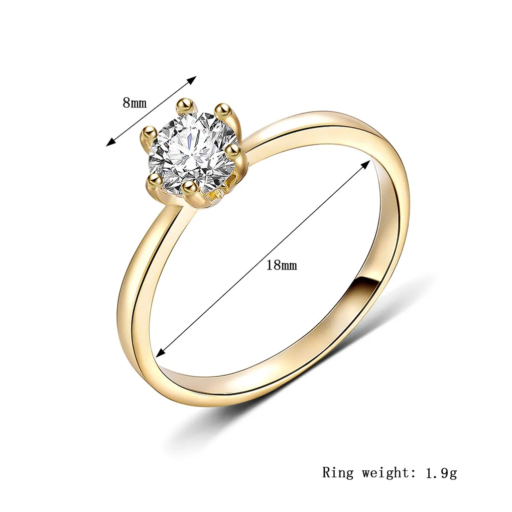 Couples Wedding Six-claw Crystal Ring Punk Loop Circle Woman Man Girls Lady Party Jewelry Rings