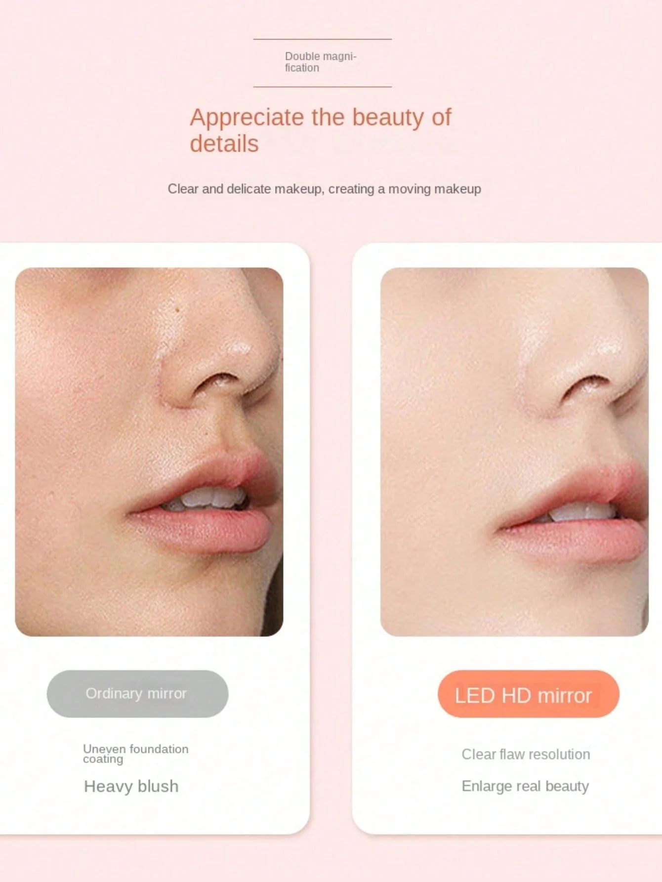 Square LED New Handheld Double-Sided Clamshell Round Pocket Folding With Light Led Makeup Mirror Compact 3x Magnification Cosmet