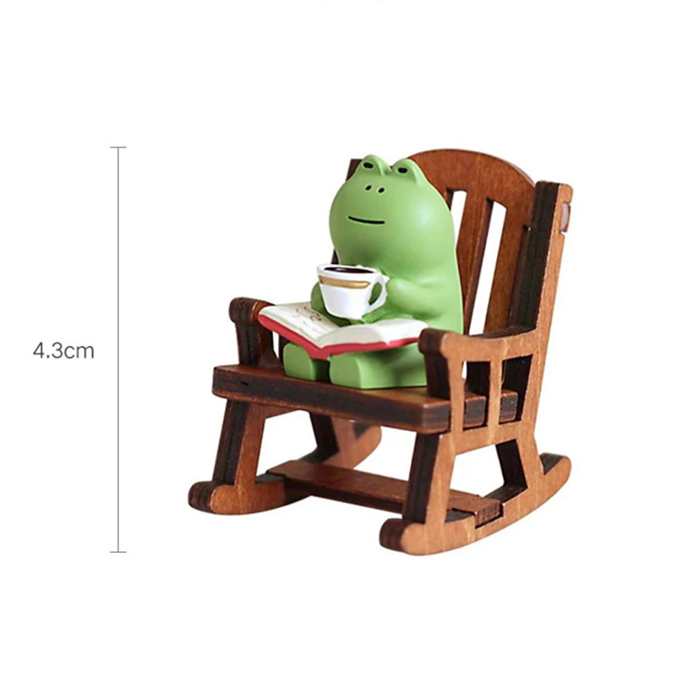 Frog Coffee Office Decorations Cute Mini Rocker Chair Healing Small Decor Desktop Toys Cars Home Desk Stress Relief Accessories