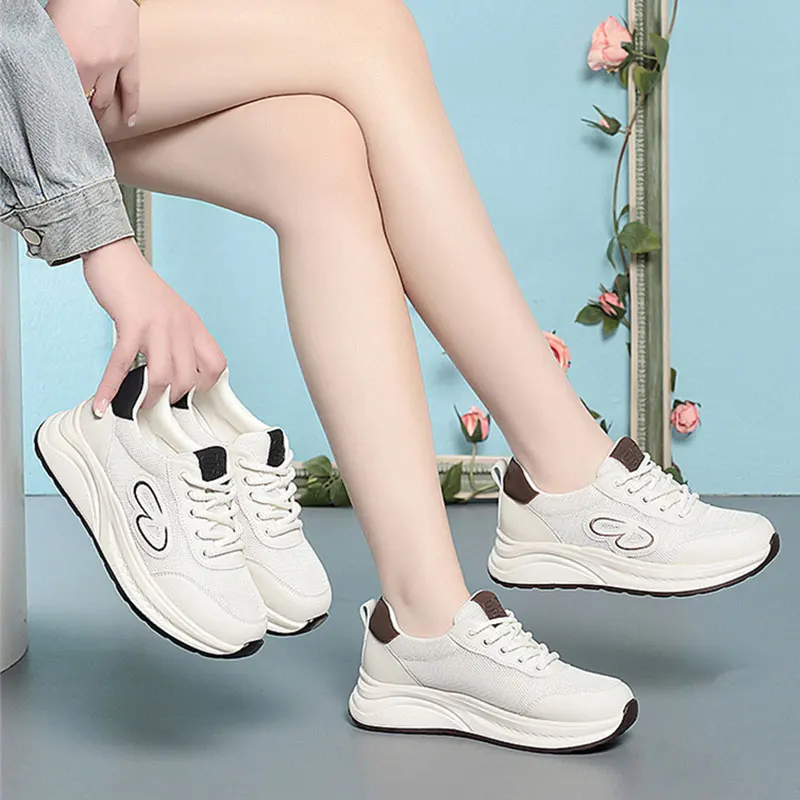 

White Shoes For Women In Summer Breathable Mesh Single Shoes Lace-Up Forrest Gump Shoes Lightweight Mesh Casual Sports Shoes