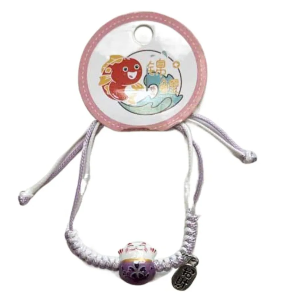 Pulsera Maneki Neko con Colgante de Gato de Cerámica, Hecha a Mano con Cuerda Trenzada Roja y Hilo Encerado, Accesorios de Joyería para Mujer y Anillo de Mano para Hombre