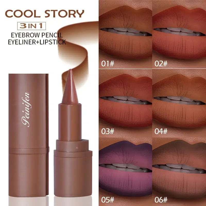 6 Kleur Matte Liner Lippenstift Gradiënt Lip Liner Rood Bruin Lipsticks Potlood Blijvende Waterdichte Lip Stick Sexy Vrouwen Lip Cosmetica