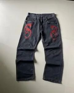 Jeans à motif d'aviation surdimensionnés pour hommes, pantalons amples hip-hop, design de personnalité de rue rétro, à la mode et à la mode