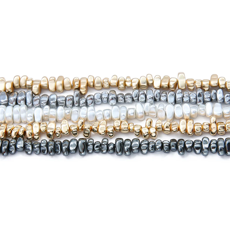 5-10 mm Naturstein Hämatit unregelmäßige Kieselsteine matt vergoldete Perlen für die Schmuckherstellung DIY Ohrringe Armband Halskette – Detail 5