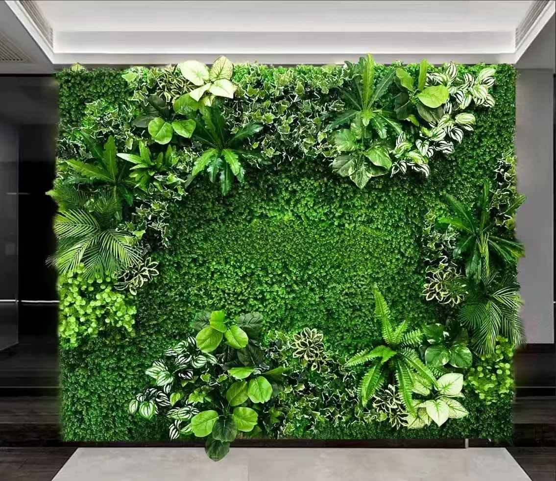 40 * 120CM New Artificial Green Simulated Plant Grid Milan Eucalyptus Wedding Background Wall Decoration