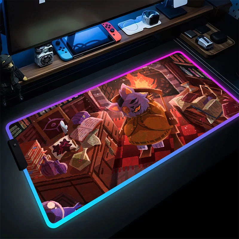 RGB Mouse Pad Gaming Gamer Kawaii Anime Desk Mouse Mat Pixel Game D-deltarune Table Mousepad Computer LED Luminous Keyboard Pad