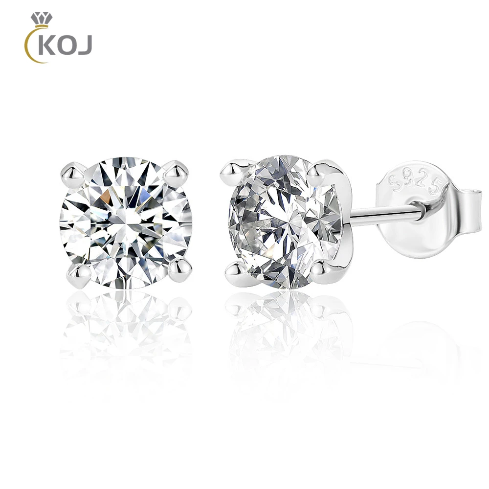 

KOJ 1.0 Carat 5mm Moissanite Gemstone Stud Earrings for Women Solid 925 Sterling Silver Fine Jewelry with certificate