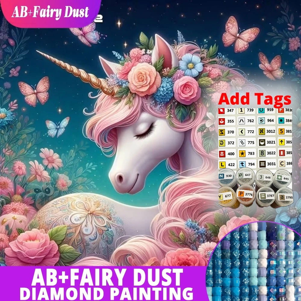 

Набор для алмазной мозаики AB Fairy Dust DMC: Алмазная вышивка «Лошадь» с цветочным узором, стразы, DIY картина для взрослых и начинающих