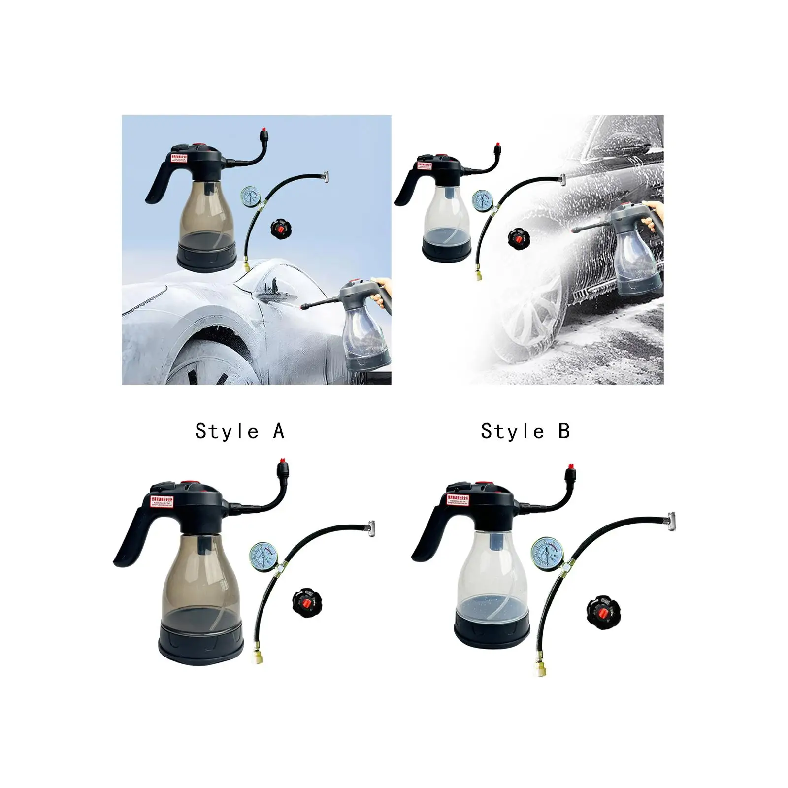 

2.0L Portable Electric Foam Sprayer Set for Vehicle Cleaning with Liquid Soap