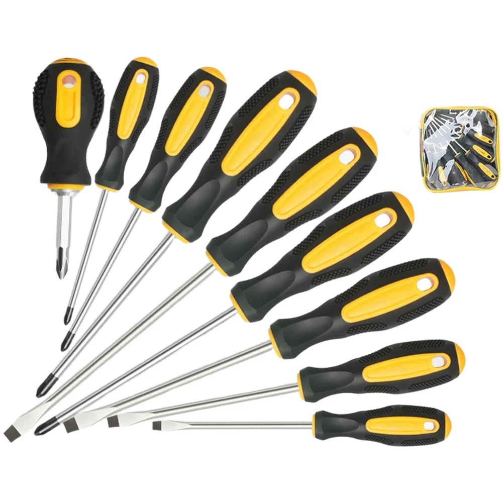 9pcs Magnetic Screwdriver Set With Non-Slip Grip Cross Screwdriver For Home Maintenance Automotive Repair