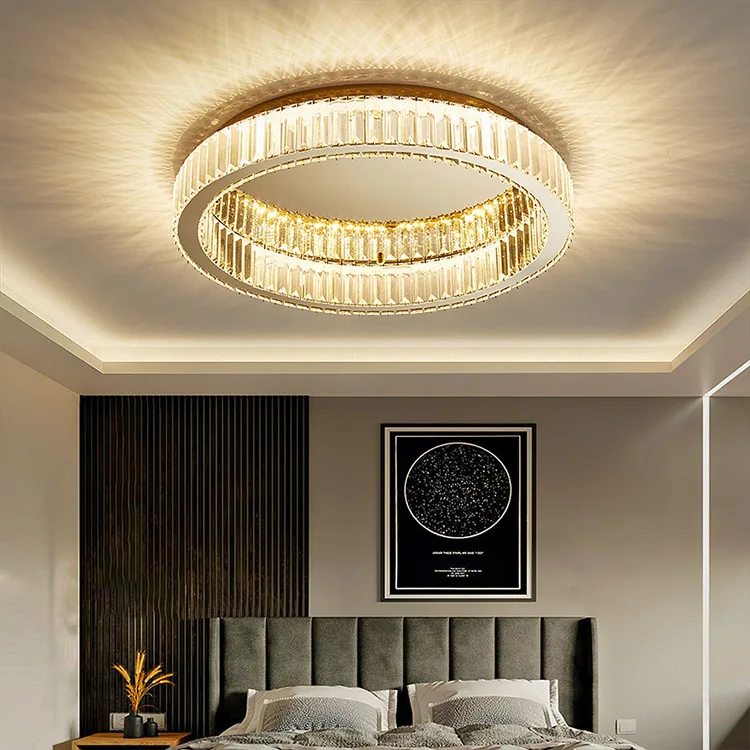 

Italian Modern Crystal Flush Mount: Premium LED Lighting for Luxury Bedroom & Minimalist Dining