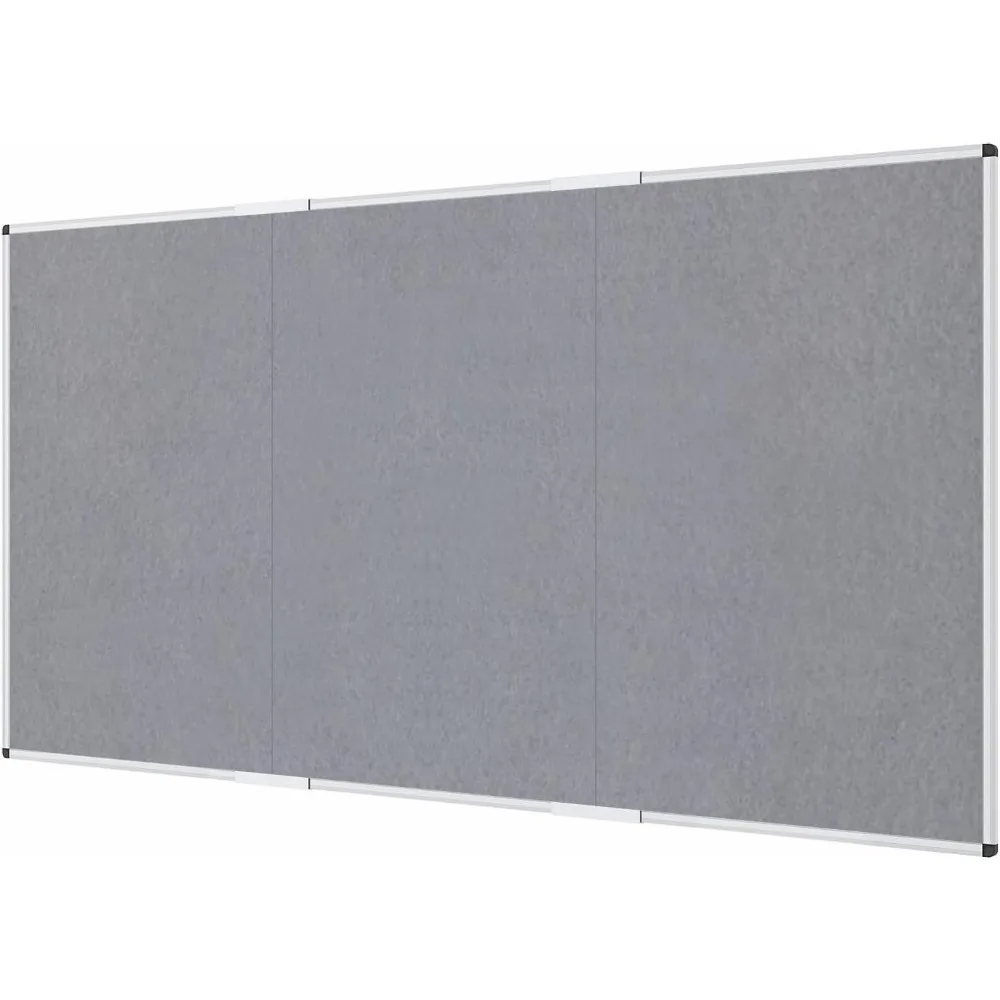 لوحة إعلانات كبيرة من القماش/لوحة إعلانية قابلة للطي باللون الرمادي، مقاس 96 × 48 بوصة، إطار من الألومنيوم الفضي