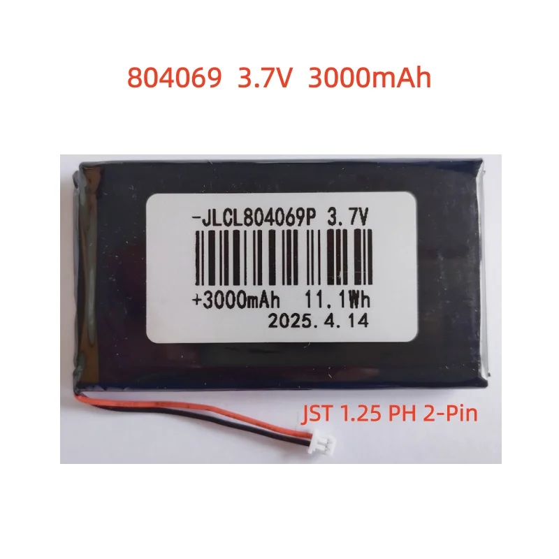 804069 3.7 فولت 3000 مللي أمبير 1.25 مللي متر 2Pin التوصيل بطارية ليثيوم بوليمر لوحدة التحكم مفتوحة المصدر R36S آلة وحدة تحكم ألعاب محمولة