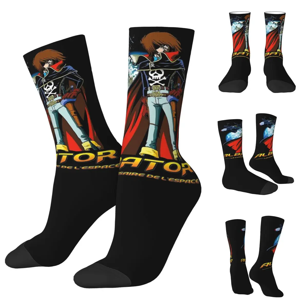 Space Pirate Captain Harlock Albator Men and Women printing Socks,lovely Applicable throughout the year Dressing Gift