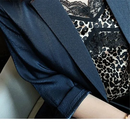 2022 Spring and Summer Small Suit Coat Women\'s Thin Satin Pearl Drop Versatile Casual Top and leisure Slim blazer feminino longo