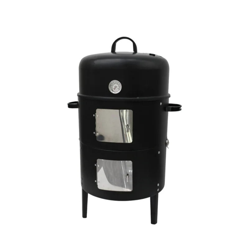 Portable 3-in-1 Steel Outdoor Grill Roaster with Charcoal Grill and Smoker for Family Use at Camping Parties