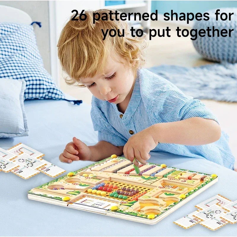 Jogos de classificação magnética cor e número labirinto cor correspondência brinquedos montessori brinquedo de madeira quebra-cabeça brinquedos labirinto placa brinquedo educativo