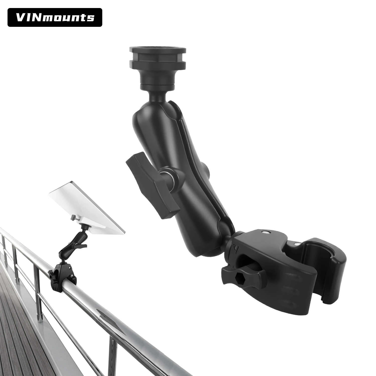 

VINmounts 2026 Starlink Marine Mount, Aluminum Clamp Rail Bracket, 360° Adjustable No-Drill Fit 30-70mm Boat Tube Holder