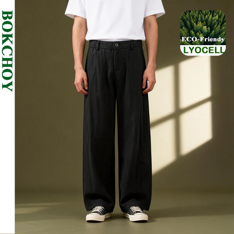 

Новые мужские повседневные брюки из тонкого лиоцелла и дышащего льна на весну-лето 2026: мягкие, удобные, с большими карманами, модель LX6037