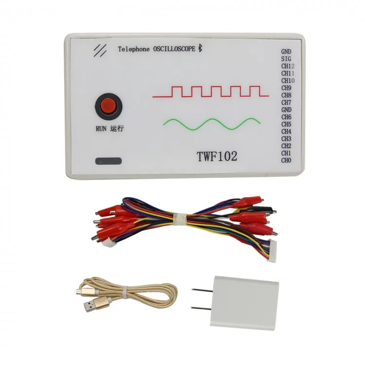 TWF102 Portable Mobile Phone Oscilloscope 100KHz 13 Signal Sampling Ports For Android Logic Analyzer Digital Oscillator