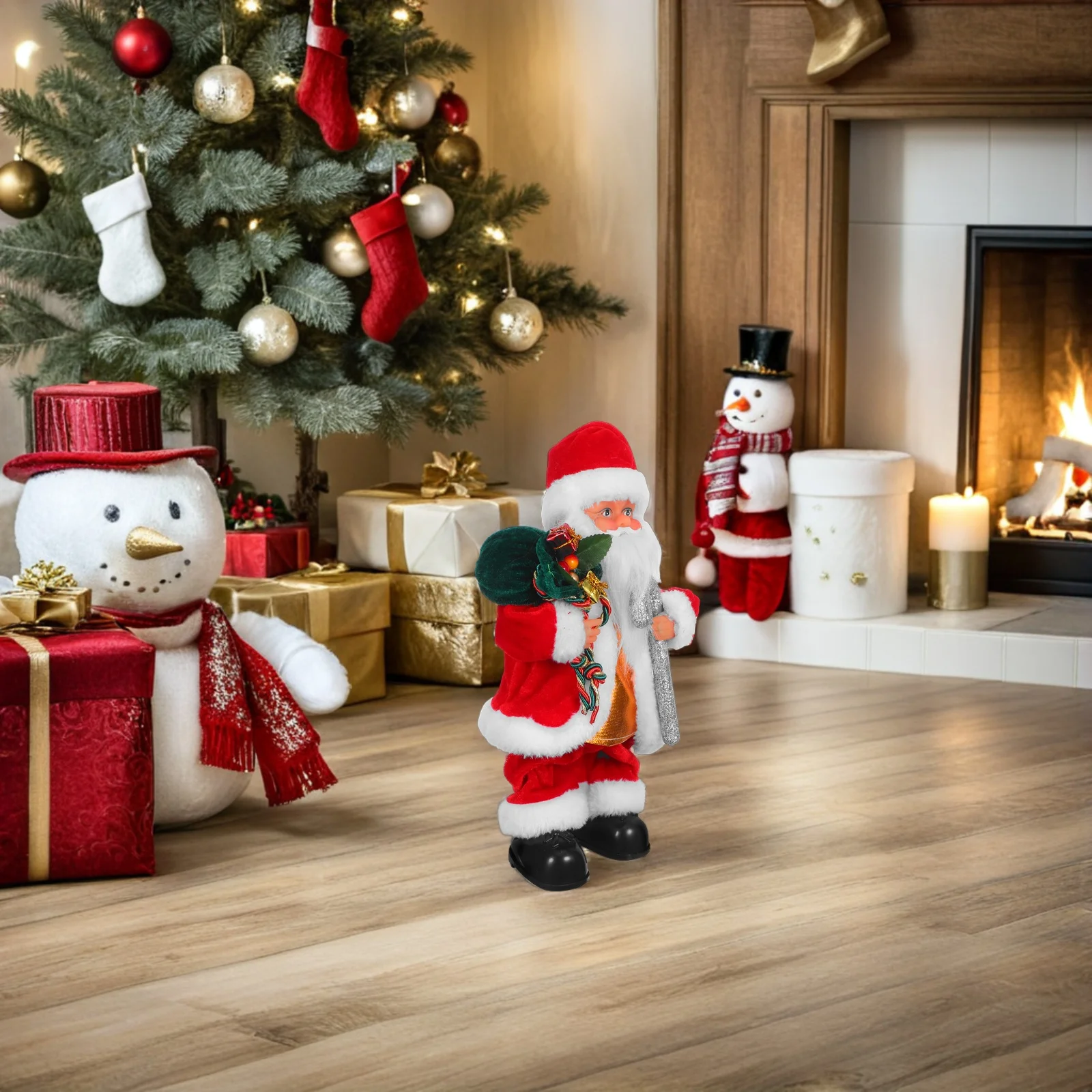 Adorável Papai Noel Elétrico Com Música Para Férias Família Crianças Playtime Decoração Móvel Ornamento de Papai Noel