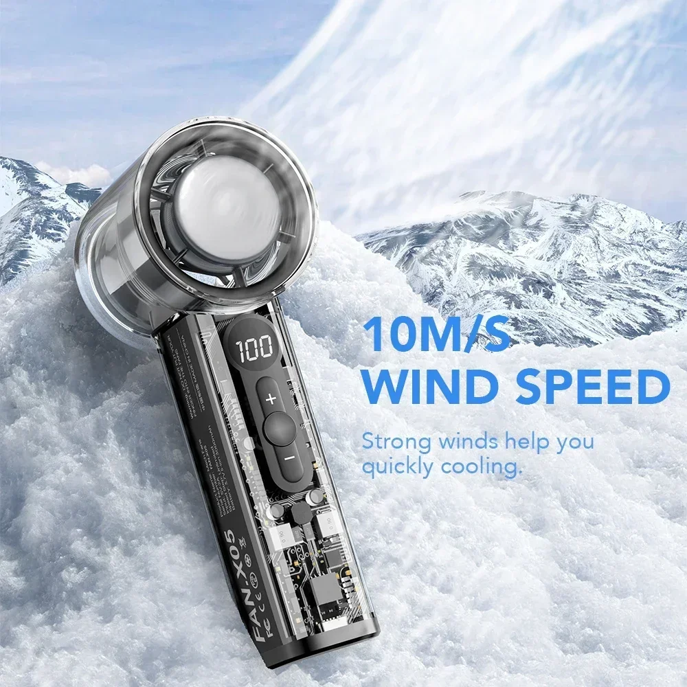 Портативный ручной вентилятор 2025 — 100-скоростное турбоохлаждение, перезаряжаемость 3000 мАч, уличный мини-вентилятор с сильным ветром и регулируемым потоком воздуха