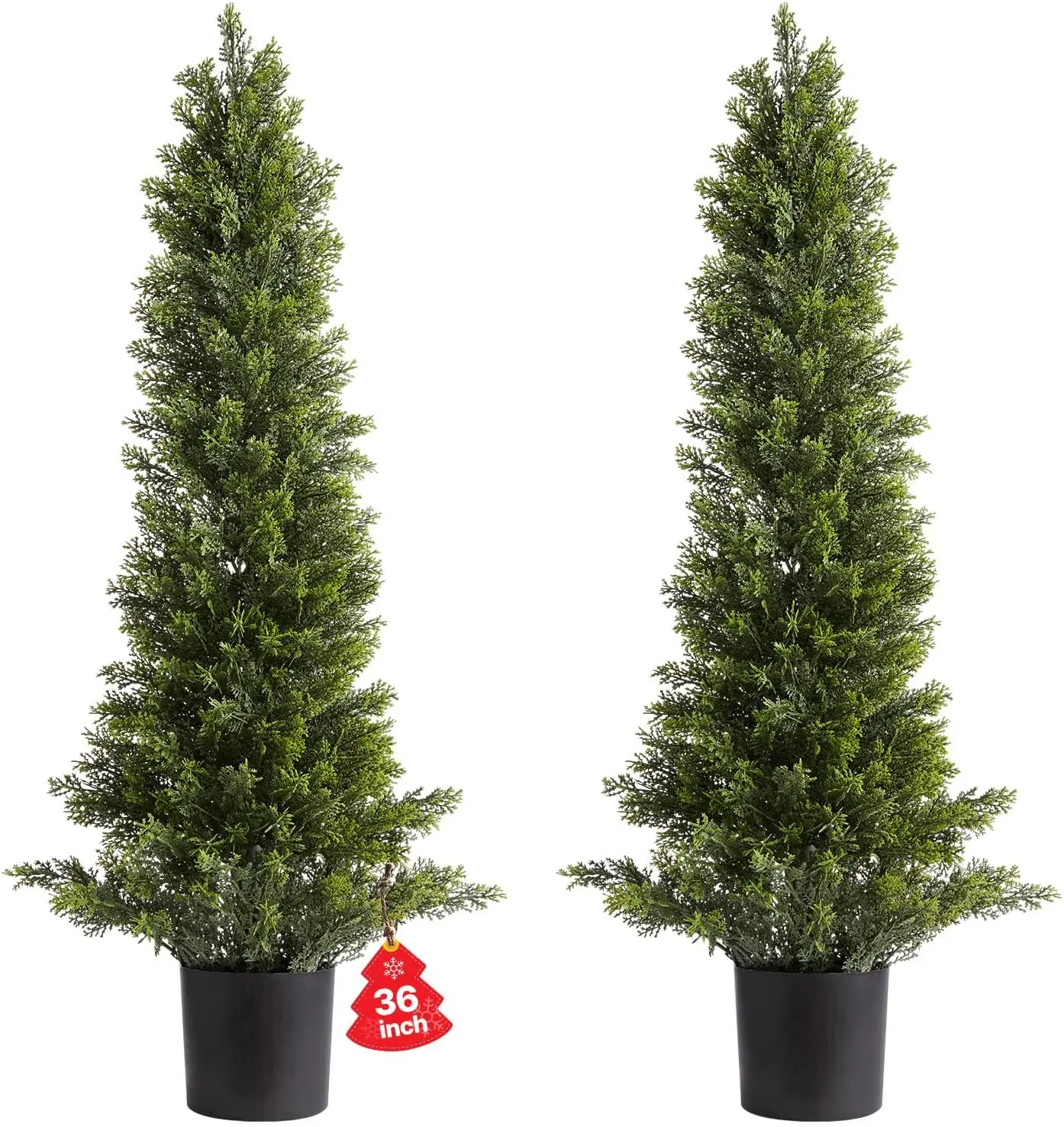 

Искусственные кедровые деревья-топиарии 36 дюймов, 2 штуки, имитация сосны для декора внутри и снаружи помещений, простая сборка