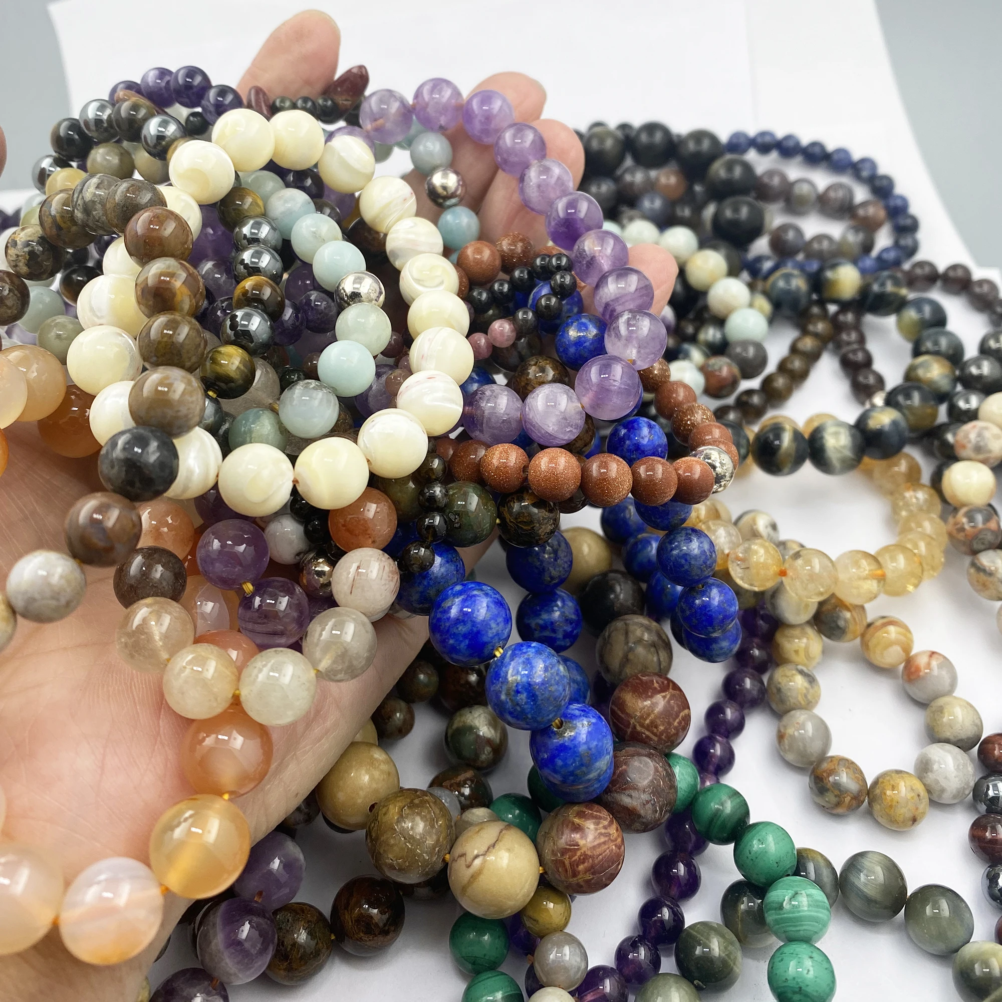 Clearance Sale for a total 45 Pieces of Natural Gemstone Stretch Beaded Bracelets.