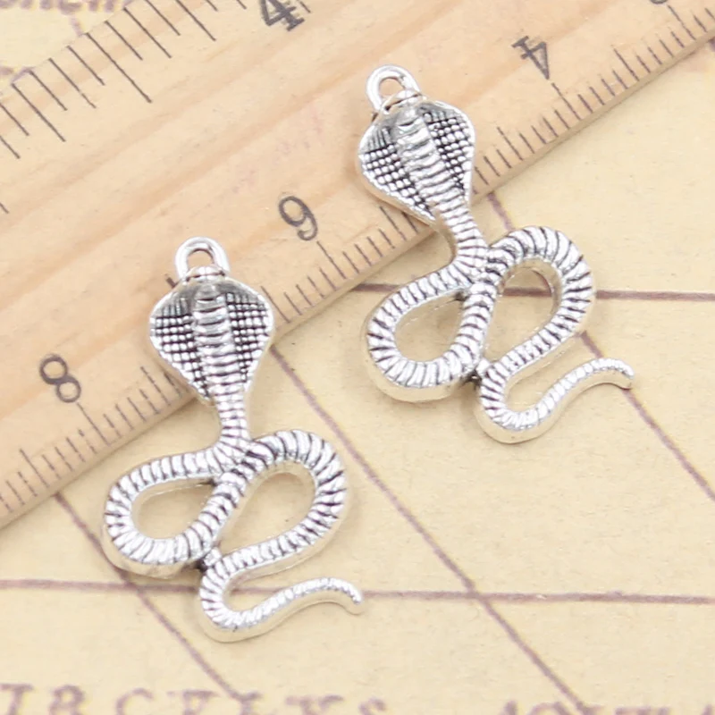 10 sztuk Charms kobra wąż 28x17mm tybetańskie srebrne wisiorki antyczna biżuteria robienia rękodzieła ręcznie robionego
