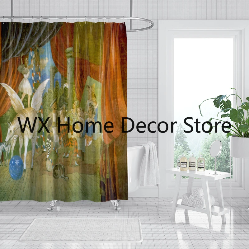 Oil Painting Nordic Style Female Niche Art Shower Curtain Waterproof and Mildew Proof Abstract Figure Hand Drawn