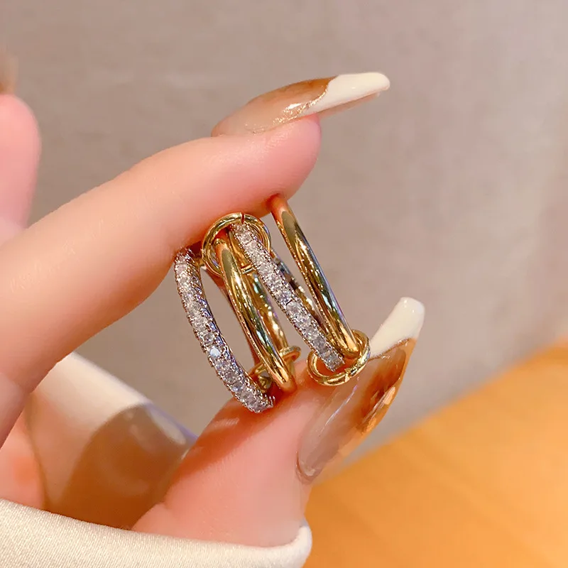 Two-tone Stacked Multi Circle Ring Trendy Gold Silver Mix Stackable Women Jewelry