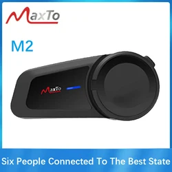 Maxto M2 Motorcycle Helmet Bluetooth Headset Intercom 6 Riders 1000M FM MP3 Helmet Casco Interphones Waterproof IP67 BT5.0