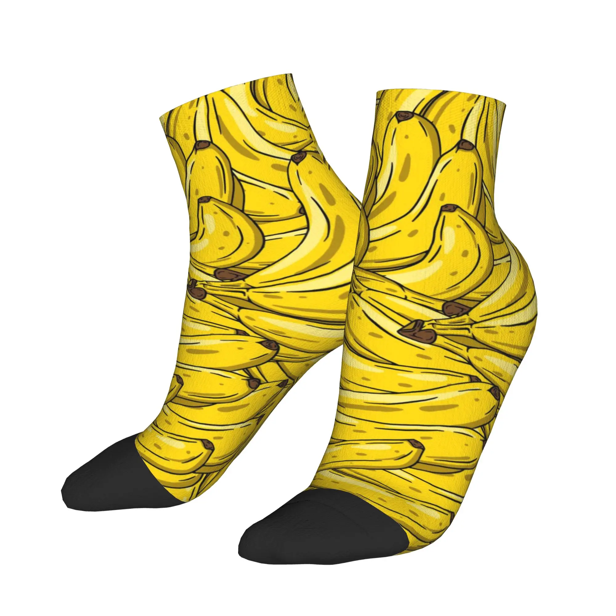 Calcetines para hombre y mujer, calcetines amarillos con textura de fideos en espiral, calcetines tobilleros transpirables a la moda, calcetines antideslizantes con patrón de verano para ciclismo