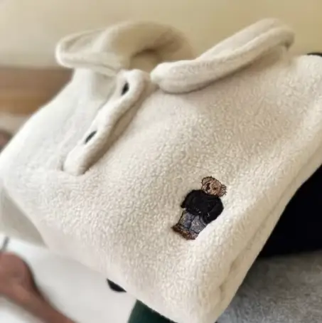 Autumn Winter Baby Boys Pullovers Cotton Fleece Cartoon Bear Infant Boys Sweatshirt Turn Down Collar Velvet Kid Boys Undershirts