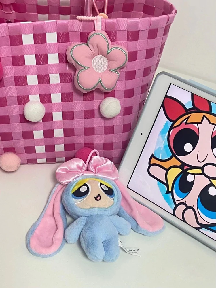 12 cm Tasche Plüsch Anhänger Powerpuff Girls Cartoon Nette Dress Up Hase Kaninchen Plüsch Spielzeug Anhänger Fliege Puppe Geschenk puppe für Mädchen – Detail 6